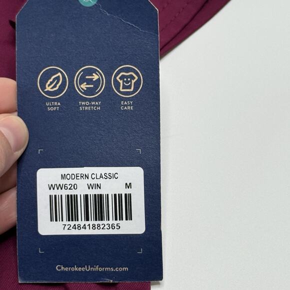 Cherokee Workwear Revolution Scrubs Women’s V Neck Top WW620 Wine NEW Size M - Picture 7 of 16